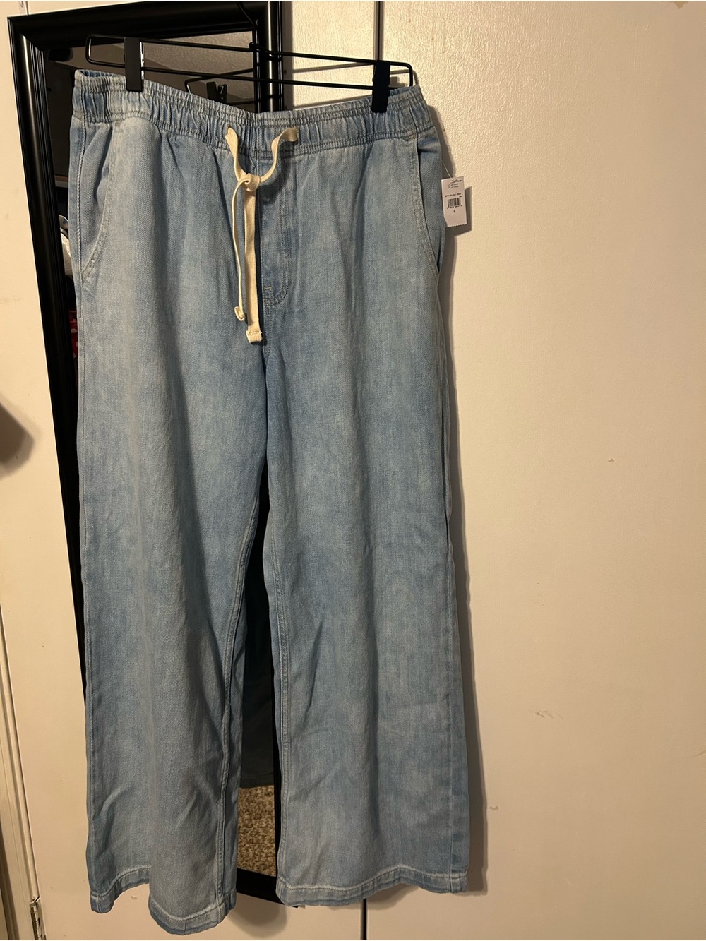 GAP Factory High Rise Light Blue Wide-Leg Drawstring Jeans - Picture 2 of 2